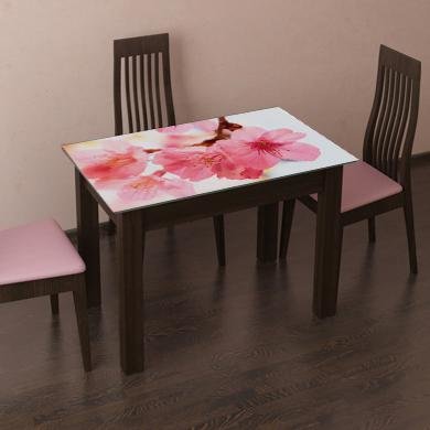 Стол обеденный «Ланч» фотопечать розовые цветы - Стол обеденный «Ланч» фотопечать розовые цветы